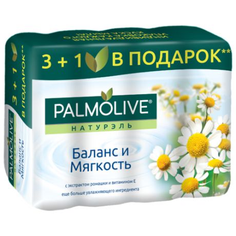 Мыло кусковое Palmolive Натурэль Баланс и мягкость с экстрактом ромашки и витамином Е, 360 г
