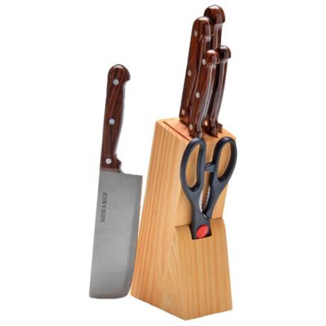 Набор MAYER & BOCH 5 ножей и ножницы с подставкой 27424 / 27426 светло-коричневый