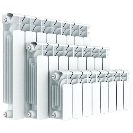 Радиатор секционный биметаллический Rifar Base 500 x10 теплоотдача 2040 Вт, 10 секций, подключение универсальное боковое RAL 9016