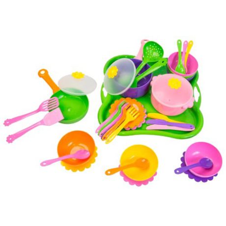 Набор посуды Тигрес Ромашка 39149 жёлтый / зелёный / розовый / фиолетовый / оранжевый