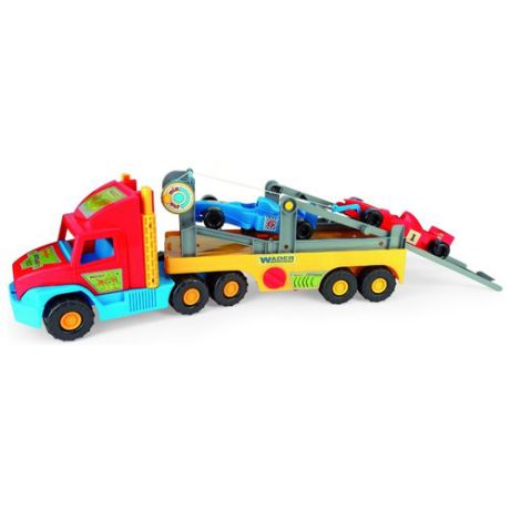 Набор машин Wader Super Truck с Формулой (36620) 77.5 см красный/желтый/голубой