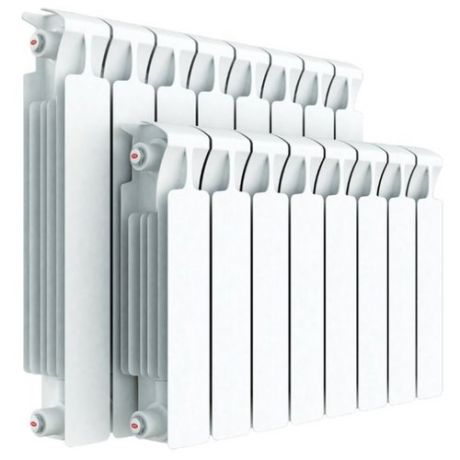 Радиатор секционный биметаллический Rifar Monolit 350 x6 теплоотдача 804 Вт, 6 секций, подключение диагональное (подача справа) RAL 9016