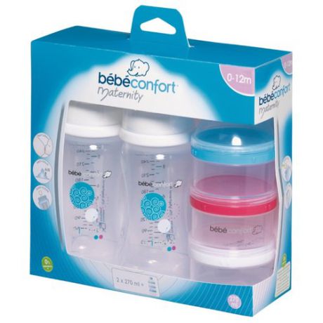 Bebe confort Набор Easy clip с бутылочками 270 мл (3 предмета) с рождения, бесцветный