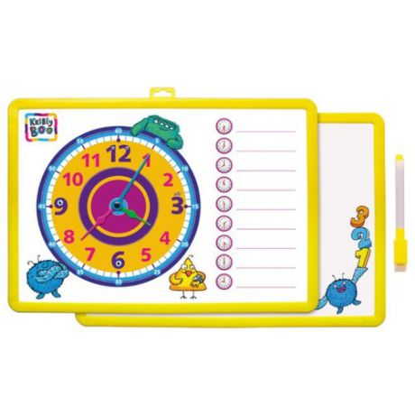 Доска для рисования детская Kribly Boo с часами и маркером желтый