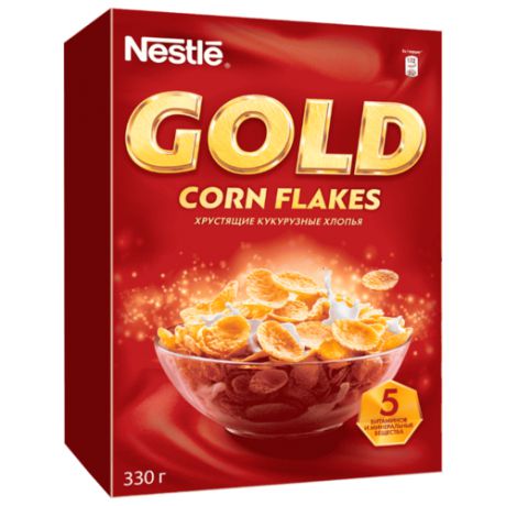 Готовый завтрак Nestle Gold Corn Flakes хлопья, коробка, 330 г