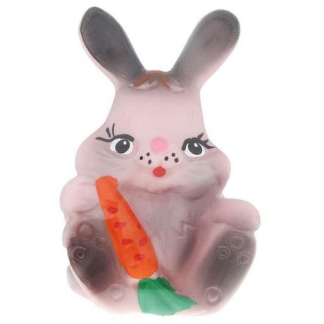 Игрушка для ванной Кудесники Зайчик с морковкой (СИ-38) серый