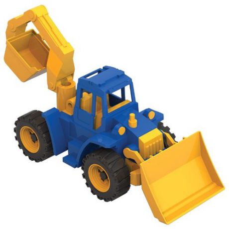 Трактор Нордпласт Ангара с грейдером и ковшом (141) 40 см синий/желтый