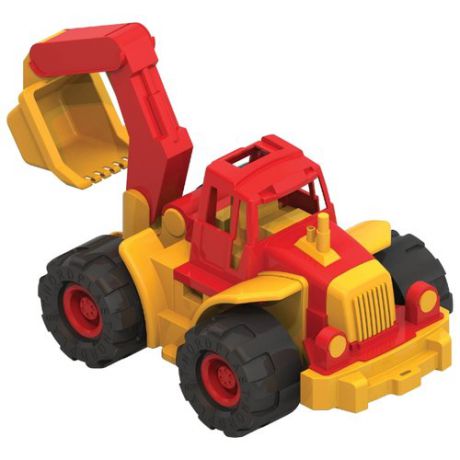 Трактор Нордпласт Богатырь с ковшом (098) 47 см желтый/красный