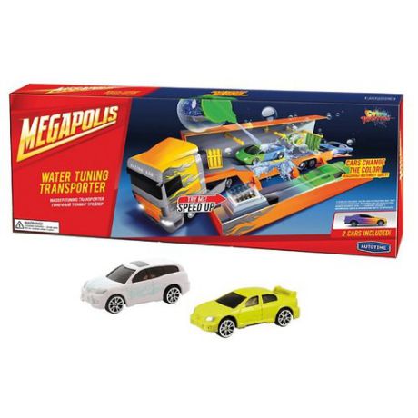 Набор машин Autotime (Autogrand) Megapolis - Color twisters Water racing transporter-1 (33934) 1:60 оранжевый/белый/желтый
