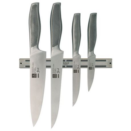 Набор Taller York 4 ножа, разделочная доска и магнитная планка серебристая сталь