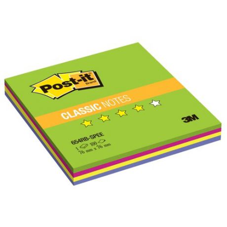 Post-it Блок-кубик Classic, 76х76 мм, 100 штук (654) весенняя радуга