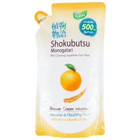 Крем-гель для душа Shokubutsu Orange Peel Oil, сменный блок, 500 мл