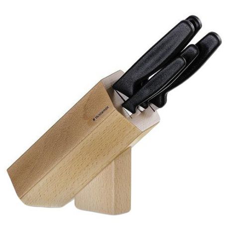 Набор VICTORINOX Standart 5 ножей с подставкой черный/коричневый
