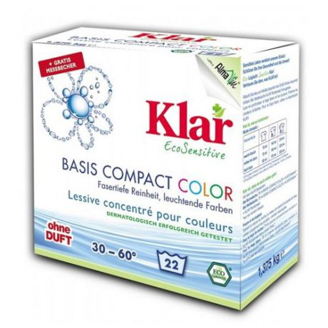 Стиральный порошок Klar Basis compact color 1.375 кг картонная пачка