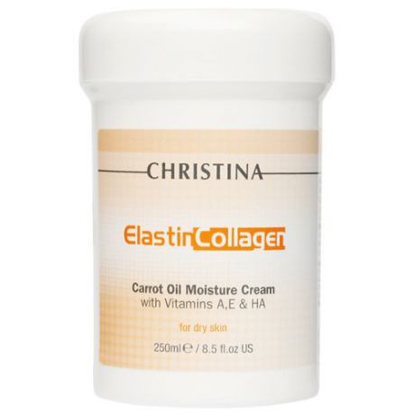 Christina Elastincollagen Carrot Oil Moisture Cream With Vitamins A, E & HA For Dry Skin Увлажняющий крем для лица, 250 мл
