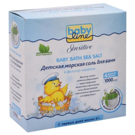 BabyLine Sensitive Морская соль для ванн с целебными травами 1000 г