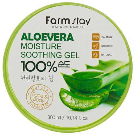 Гель для тела Farmstay универсальный смягчающий с экстрактом алоэ Aloe Vera Moisture Soothing Gel, банка, 300 мл