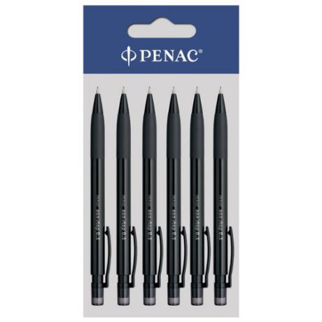 Penac Механический карандаш Non-Stop HВ, 0.5 мм, 6 шт. черный