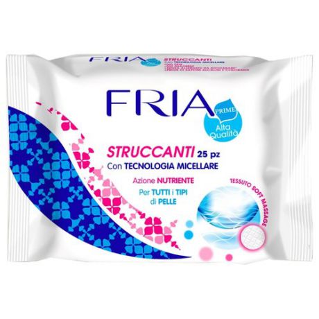 FRIA влажные салфетки для снятия макияжа с мицеллярной водой для всех типов кожи, 25 шт.
