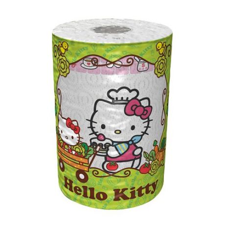 Полотенца бумажные World Cart Hello Kitty белые с рисунком трёхслойные, 1 рул.