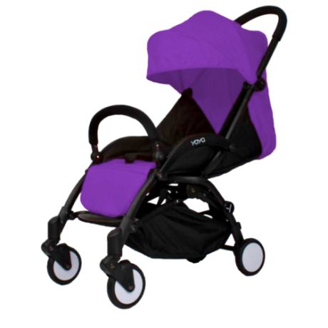 Прогулочная коляска Yoya Premium (дожд., москит., подстак., бампер, сумка-чехол, бамбук. коврик, корзина д/пок, ремешок на руку, накидка на ножки) фиолетовый, цвет шасси: черный