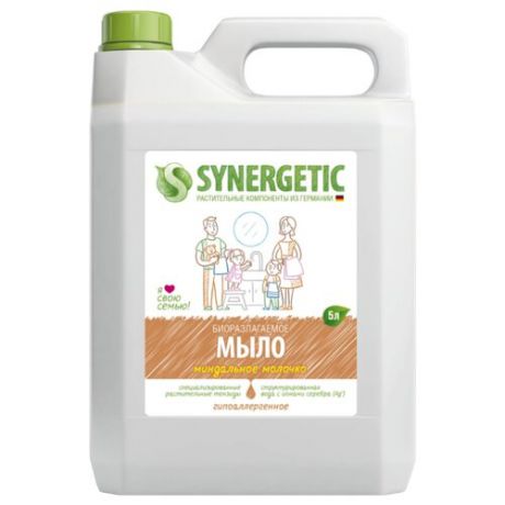 Мыло жидкое Synergetic биоразлагаемое Миндальное молочко, 5000 мл