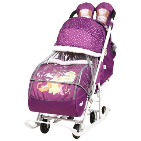 Санки-коляска Nika Disney baby 2 (DB2) с Винни Пухом баклажановый