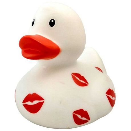 Игрушка для ванной FUNNY DUCKS Белая уточка с поцелуями (1995) белый/красный