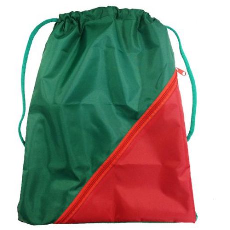 Проф-Пресс Мешок для обуви с карманом уголок 33х42 см (МО-4939) зеленый/красный
