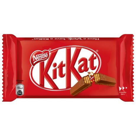 Батончик KitKat молочный шоколад с хрустящей вафлей, 45 г