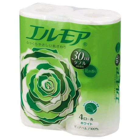 Туалетная бумага Ellemoi белая двухслойная с цветочным ароматом, 4 рул.