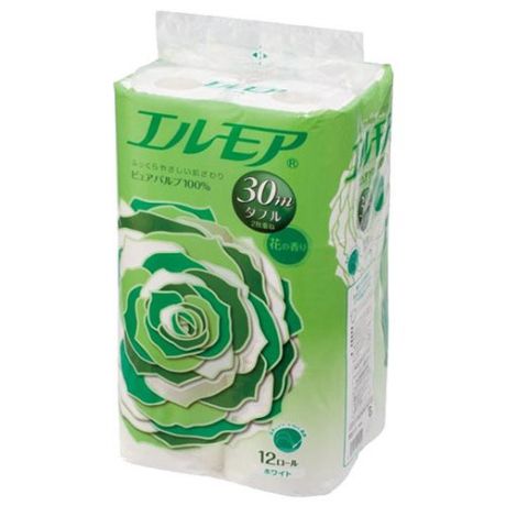 Туалетная бумага Ellemoi белая двухслойная с цветочным ароматом, 12 рул.