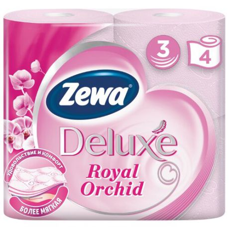 Туалетная бумага Zewa Deluxe Орхидея трёхслойная, 4 рул.