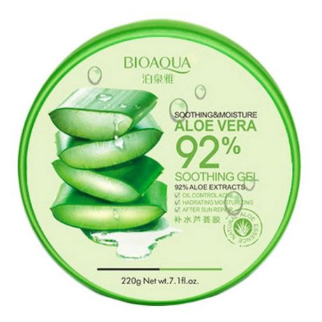 Гель для тела BioAqua Aloe Vera 92% Soothing Gel Увлажняющий гель с натуральным соком алоэ для лица и тела, 220 г