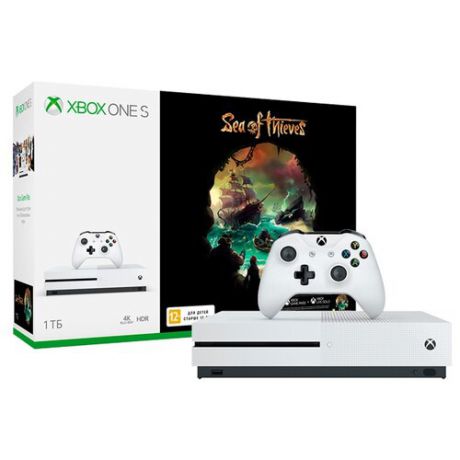Игровая приставка Microsoft Xbox One S 1 ТБ белый + Sea of Thieves