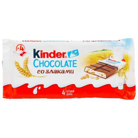Шоколад Kinder Chocolate молочный со злаками, 94 г