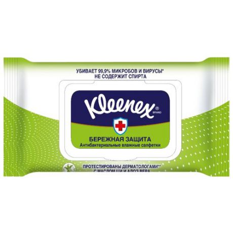Влажные салфетки Kleenex Бережная защита антибактериальные 40 шт.