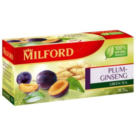 Чай зеленый Milford Plum-ginseng в пакетиках, 20 шт.