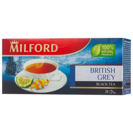 Чай черный Milford British grey в пакетиках, 20 шт.