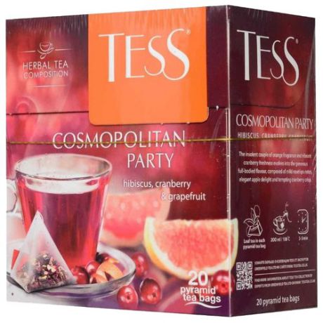 Чайный напиток красный Tess Cosmopolitan party в пирамидках, 20 шт.