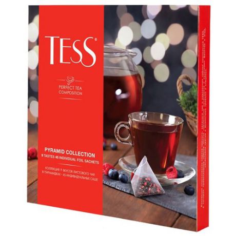 Чай Tess Pyramid collection ассорти в пирамидках подарочный набор, 45 шт.