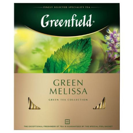 Чай зеленый Greenfield Green Melissa в пакетиках, 100 шт.