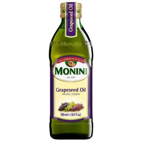 Monini Масло виноградных косточек Grapeseed, стеклянная бутылка 0.5 л