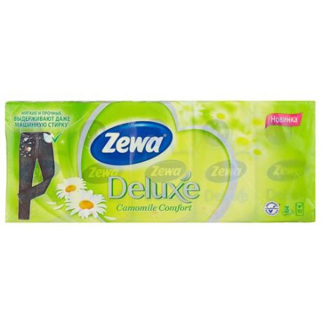 Платочки Zewa Deluxe Ромашка бумажные носовые, 3 слоя 100 шт.