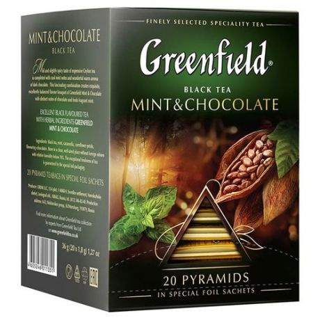 Чай черный Greenfield Mint & Chocolate в пирамидках, 20 шт.