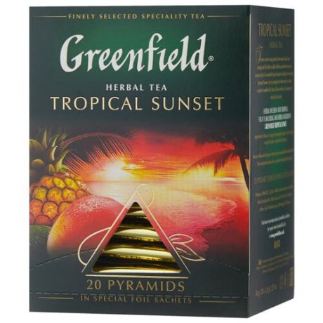 Чайный напиток красный Greenfield Tropical Sunset в пирамидках, 20 шт.