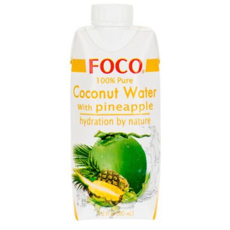 Вода кокосовая FOCO с соком ананаса, без сахара, 0.33 л