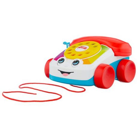 Каталка-игрушка Fisher-Price Болтливый телефон (CMY08) со звуковыми эффектами красный/белый/голубой