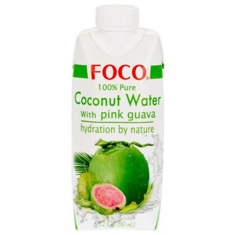 Вода кокосовая FOCO с розовой гуавой, без сахара, 0.33 л