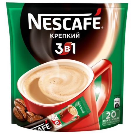 Растворимый кофе Nescafe 3 в 1 крепкий, в стиках (20 шт.)